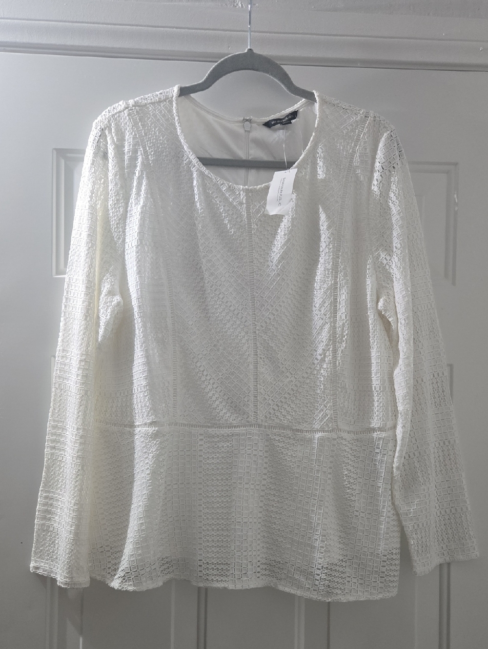 Banana Republic White Lace Peplum Blouse Size XL